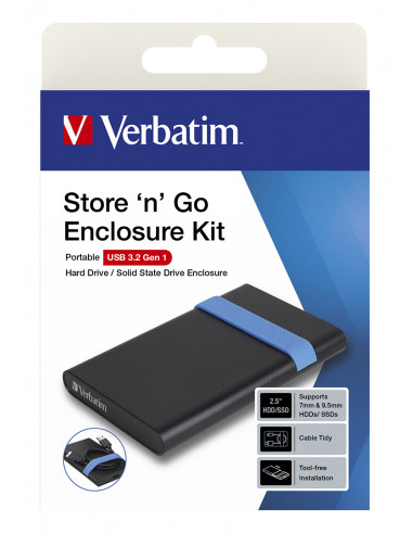 Verbatim Store'N'Go Enclosure Kit Box esterno HDD/SSD Nero, Blu 2.5"
