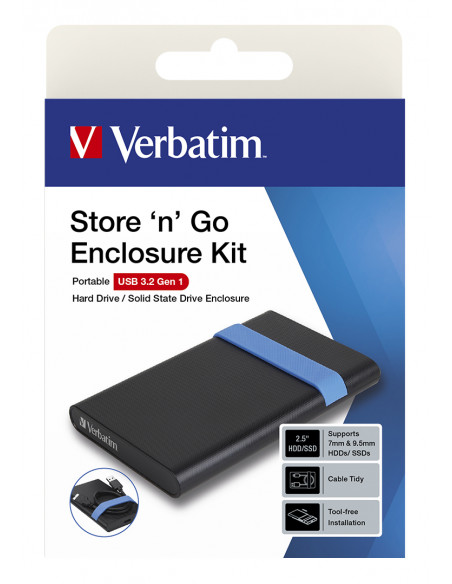 Verbatim Store'N'Go Enclosure Kit Box esterno HDD/SSD Nero, Blu 2.5"