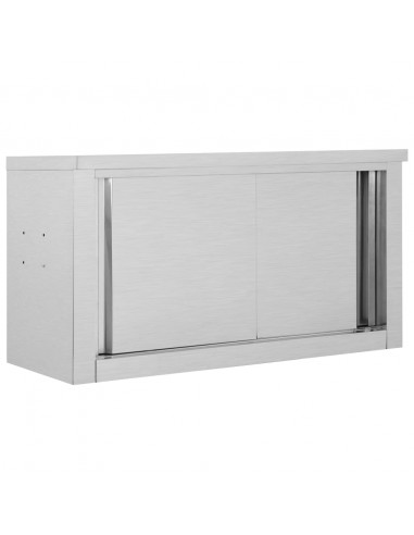 Armadio da Cucina con Ante Scorrevoli 90x40x50cm Acciaio Inox