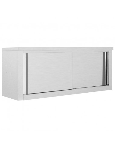 Armadio da Cucina ad Ante Scorrevoli 120x40x50cm Acciaio Inox