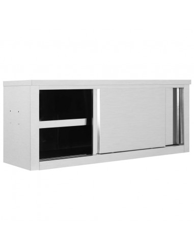 Armadio da Cucina ad Ante Scorrevoli 120x40x50cm Acciaio Inox