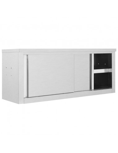 Armadio da Cucina ad Ante Scorrevoli 120x40x50cm Acciaio Inox