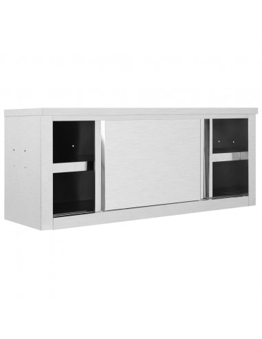 Armadio da Cucina ad Ante Scorrevoli 120x40x50cm Acciaio Inox