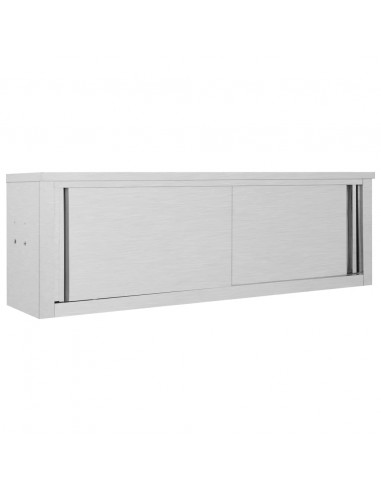 Armadio da Cucina ad Ante Scorrevoli 150x40x50cm Acciaio Inox