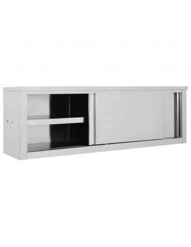 Armadio da Cucina ad Ante Scorrevoli 150x40x50cm Acciaio Inox