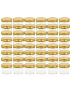 Vasi per Marmellata in Vetro Coperchio Oro 48 pz 110 ml 2