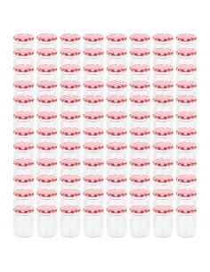 Vasi Marmellata in Vetro Coperchio Bianco e Rosso 96 pz 230 ml 2