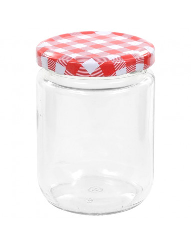 Vasi Marmellata in Vetro Coperchio Bianco e Rosso 96 pz 230 ml