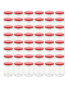 Vasi per Marmellata in Vetro Coperchio Rosso 48 pz 230 ml 2