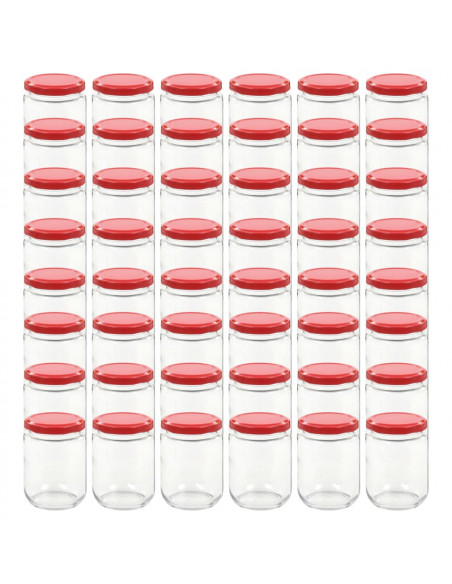 Vasi per Marmellata in Vetro Coperchio Rosso 48 pz 230 ml