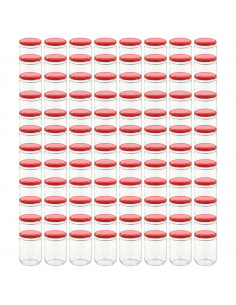 Vasi per Marmellata in Vetro Coperchio Rosso 96 pz 230 ml 2