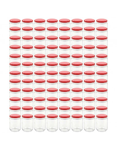 Vasi per Marmellata in Vetro Coperchio Rosso 96 pz 230 ml