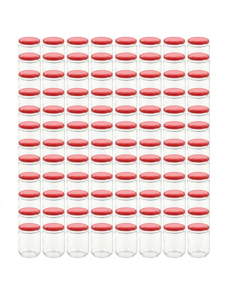 Vasi per Marmellata in Vetro Coperchio Rosso 96 pz 230 ml
