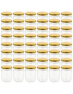 Vasi per Marmellata in Vetro Coperchio Oro 48 pz 230 ml 2