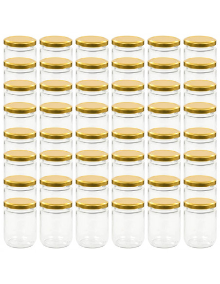 Vasi per Marmellata in Vetro Coperchio Oro 48 pz 230 ml