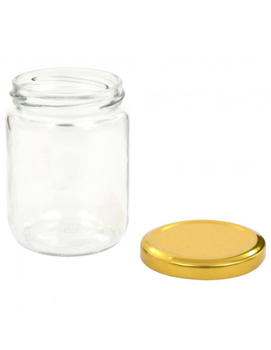 Vasi per Marmellata in Vetro Coperchio Oro 48 pz 230 ml