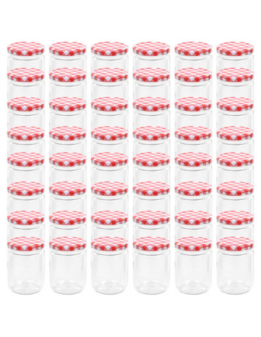 Vaso Marmellata in Vetro Coperchio Bianco e Rosso 48 pz 230 ml