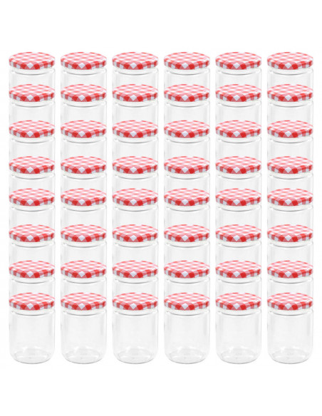 Vaso Marmellata in Vetro Coperchio Bianco e Rosso 48 pz 230 ml