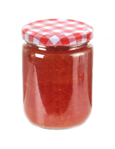 Vaso Marmellata in Vetro Coperchio Bianco e Rosso 48 pz 230 ml