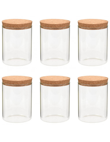 Barattoli in Vetro con Coperchio in Sughero 6 pz 650 ml