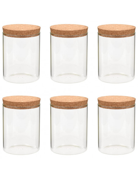 Barattoli in Vetro con Coperchio in Sughero 6 pz 650 ml