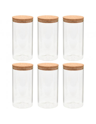 Barattoli in Vetro con Coperchio in Sughero 6 pz 1100 ml