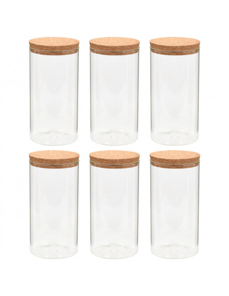 Barattoli in Vetro con Coperchio in Sughero 6 pz 1100 ml