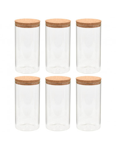 Barattoli in Vetro con Coperchio in Sughero 6 pz 1400 ml