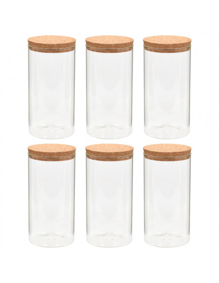 Barattoli in Vetro con Coperchio in Sughero 6 pz 1400 ml