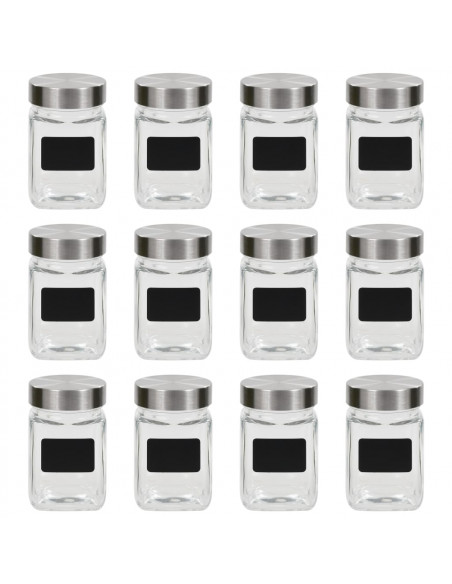 Barattoli in Vetro con Adesivo 12 pz 300 ml