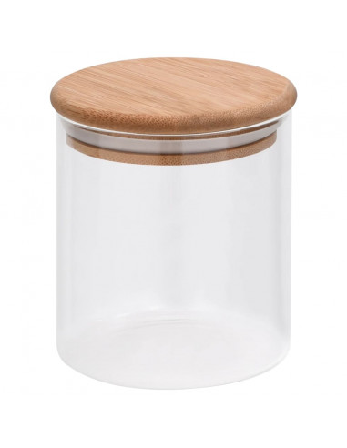 Barattoli di Vetro con Coperchio in Bambù 6 pz 600 ml