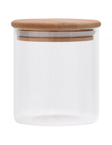 Barattoli di Vetro con Coperchio in Bambù 6 pz 600 ml