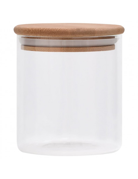 Barattoli di Vetro con Coperchio in Bambù 6 pz 600 ml