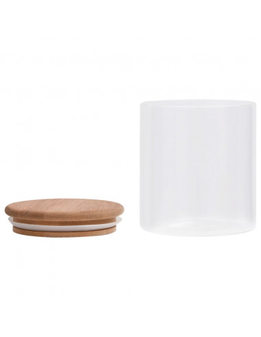 Barattoli di Vetro con Coperchio in Bambù 6 pz 600 ml