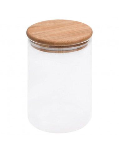 Barattoli di Vetro con Coperchio in Bambù 4 pz 800 ml
