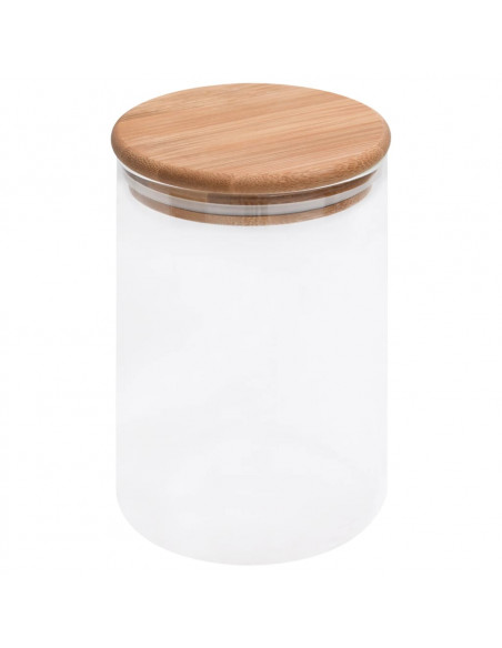 Barattoli di Vetro con Coperchio in Bambù 4 pz 800 ml