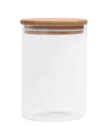 Barattoli di Vetro con Coperchio in Bambù 4 pz 800 ml