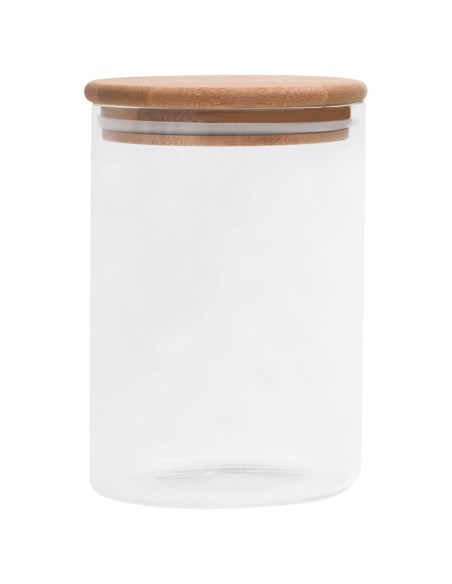 Barattoli di Vetro con Coperchio in Bambù 4 pz 800 ml
