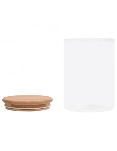 Barattoli di Vetro con Coperchio in Bambù 4 pz 800 ml