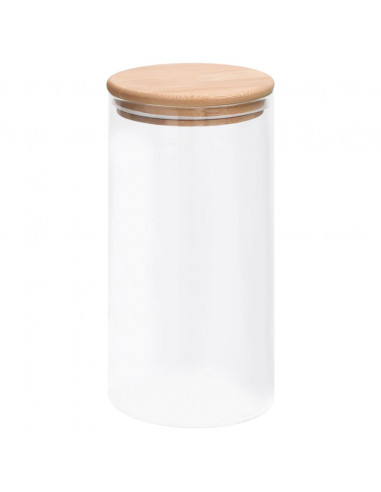 Barattoli di Vetro con Coperchio in Bambù 4 pz 1200 ml