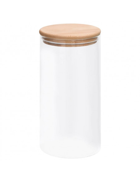 Barattoli di Vetro con Coperchio in Bambù 4 pz 1200 ml