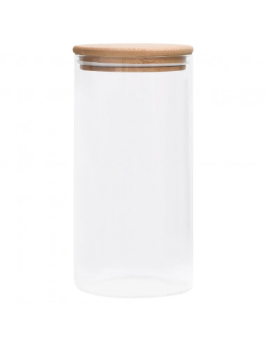Barattoli di Vetro con Coperchio in Bambù 4 pz 1200 ml