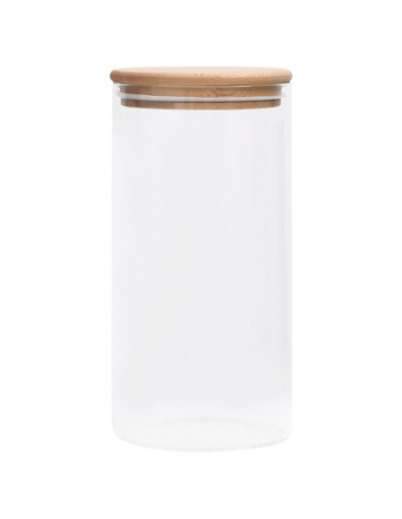 Barattoli di Vetro con Coperchio in Bambù 4 pz 1200 ml