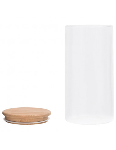 Barattoli di Vetro con Coperchio in Bambù 4 pz 1200 ml