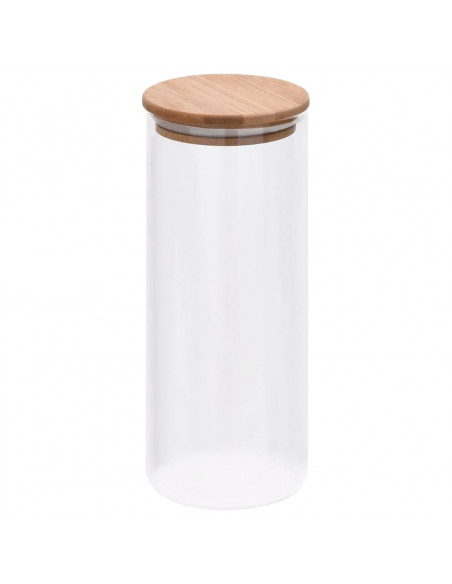 Barattoli di Vetro con Coperchio in Bambù 6 pz 1000 ml