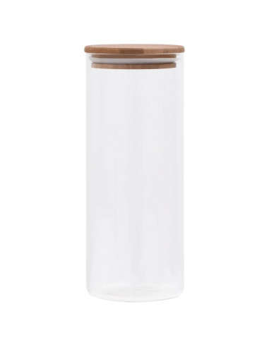 Barattoli di Vetro con Coperchio in Bambù 6 pz 1000 ml