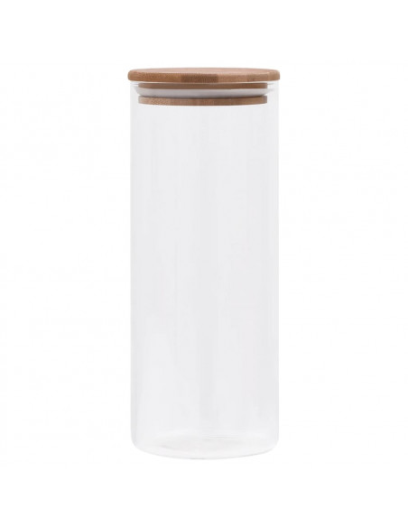 Barattoli di Vetro con Coperchio in Bambù 6 pz 1000 ml