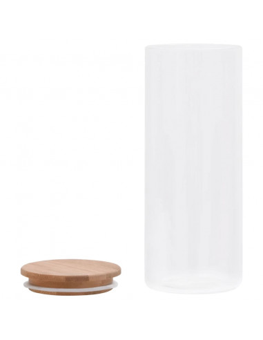 Barattoli di Vetro con Coperchio in Bambù 6 pz 1000 ml