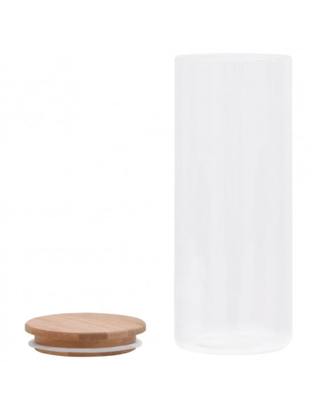 Barattoli di Vetro con Coperchio in Bambù 6 pz 1000 ml