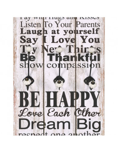 Appendiabiti da Parete con 6 Ganci FAMILY RULES 120x40 cm